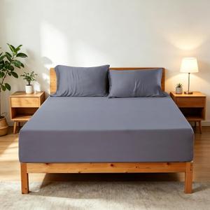 100% Viscose Derived from Bamboo Fitted Sheet with 16" Deep Pocket, Hotel Luxury Silky Bedding, Ultra Soft, Cooling for Hot Sleepers(Dark Grey Cal King)