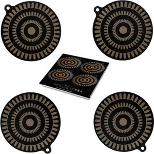 4 pcs Thermochromic Silicone Induction Cooktop Protect Mat, Silicone mat for Induction Cooktop,Induction Cooktop Protective Cover (9.5inches) Black