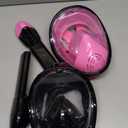 QingSong Full Face Snorkel Mask for Adults, Snorkeling Gear with Camera Mount, 180 Degree Panoramic View Snorkel Set Anti-Fog Anti-Leak (Small-Medium, 2 Pack - Black+Pink)