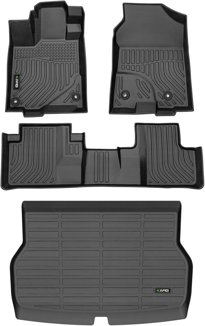 HAFIDI Floor Mats & Cargo Liner for Acura RDX 2016 2017 2018,1st 2nd Row with Trunk Mat, TPE All Weather Protection Car Floor Liners Accessories - Black