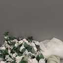 Ling's Moment Wedding Arch Backdrop Stand with Flowers - 7.2FT, 6FT Double Metal Arch Frame with Drapes for Ceremony Decoration - Bridal Shower, Artificial Floral Birthday, Set of 2, White Ivory Green