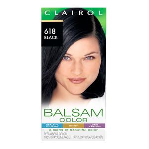 3 x Clairol Balsam Permanent Hair Dye, 618 Black Hair Color, Pack of 1