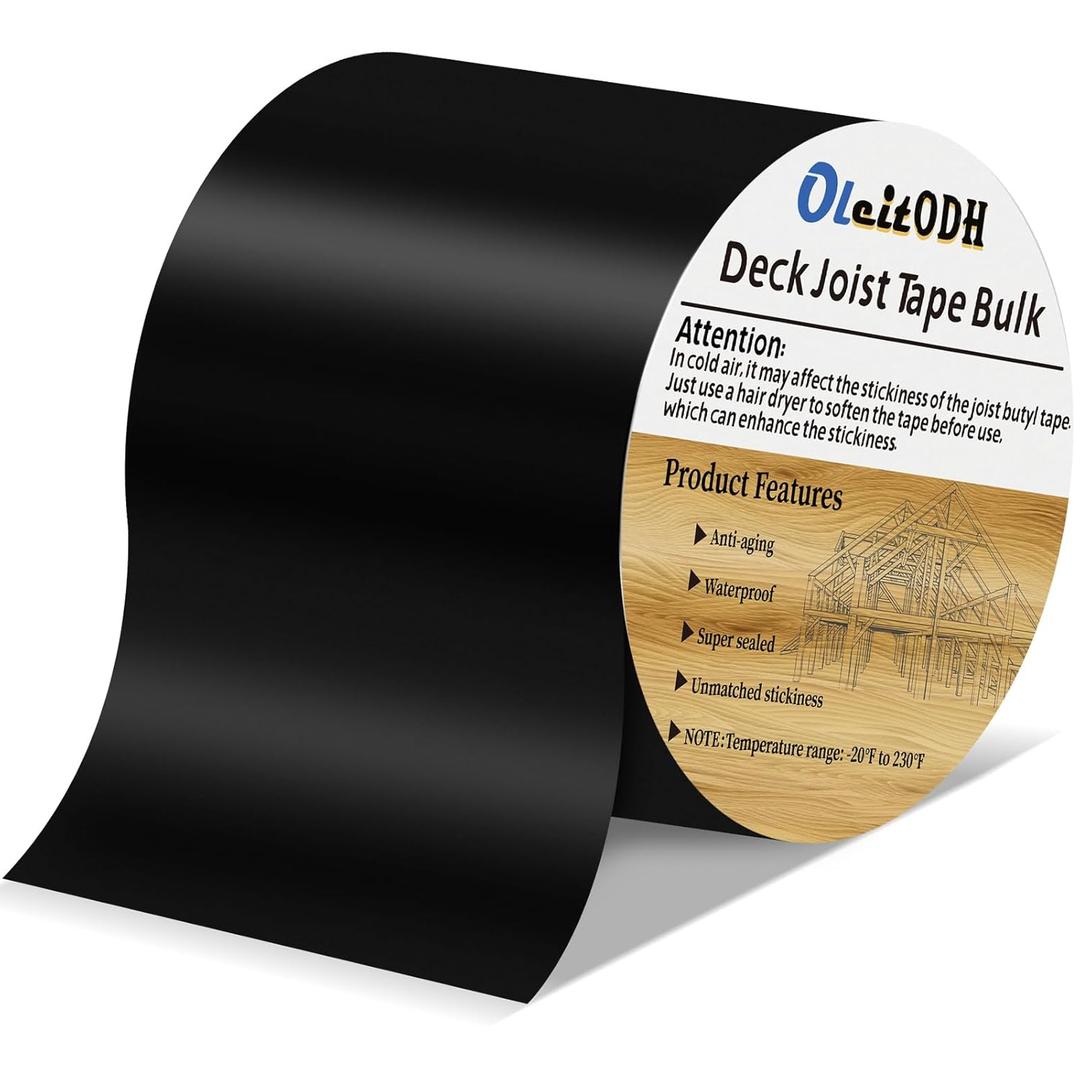 Butyl Joist Tape for decking, 4 Inch x 50 Feet Weatherproof Butyl Sealant Deck Tape Joist-Beam Deck Joist Tape Bulk for Wood Joists Decks Beams Roof