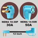CircleCord NEMA 10-30P to 14-50R EV Charger Adapter Cord Compatible with Tesla Model 3/S/X/Y, 30 Amp Dryer to 50 Amp EV for Level 2 Charging, ETL Listed (Not for RV or Dryer)
