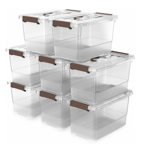 8 Packs Clear Plastic Storage Bins with Lids/Handle, 7 Quart Storage Latch Organize Boxs, Stackable Storage Containers for Organizing