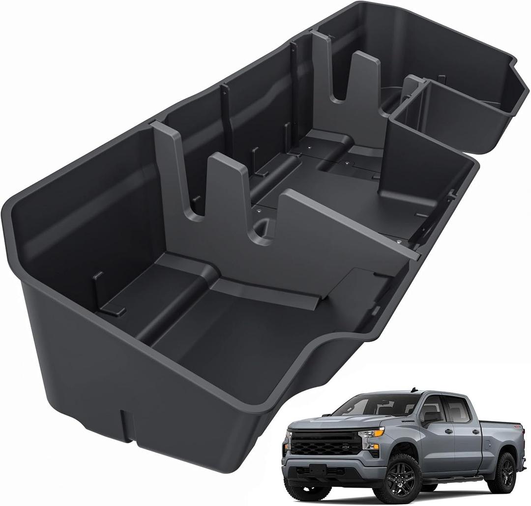 MIKKUPPA Under Seat Storage Box - Compatible with 2019-2026 Chevy Silverado/GMC Sierra 1500, 2020-2026 Silverado/Sierra 2500HD 3500HD Double Cab & Crew Cab - Upgraded Detachable Underseat Organizer