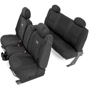 Rough Country Neoprene Seat Covers for Chevy Silverado & GMC Sierra 1500 (1999-2006 & Classic) - Waterproof, UV-Resistant, Foam-Padded Front & Rear Covers