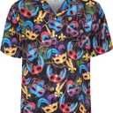 Mens Patriotic 4th of July Funny Hawaiian Shirts,Tropical Floral Hawaiian Short Sleeve Button Up Shirts