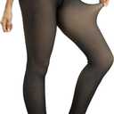 NORMOV Winter Warm Fleece Lined Leggings Women,Thick Thermal Velvet Tights (Medium-Large, Translucent Pantyhose-black 300g)