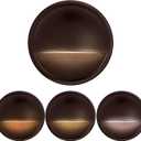 LED Low Voltage Deck Lights Outdoor Waterproof,6-Pack 3CCT Deck Lighting Fixtures Landscape Step,3W,12V-24V AC/DC Die-cast Aluminum Housing Fence Lamp Wired 2700K/3500K/5000K (Brown)