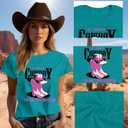 Western Shirts for Women Cowboy T-Shirt If I was A Cowboy I'd Be The Queen Tee Tops (L)
