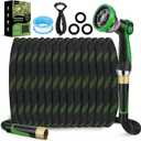 Garden Hose 100 ft, Non-Expandable Ultra-Lightweight Flexible Hose with 360 Dual-End Anti-Kink Design, 10-Pattern Spray Nozzle, 500 PSI Leak-Proof, 96-Strand Braided Fabric, Storage Strap