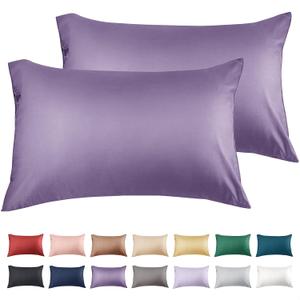 Warmstar Cotton Pillow Cases Standard Size Set of 2, 600 Thread Count Pillowcases 20x26 Inches, Soft Long Staple Cotton Pillowcases Breathable with Envelope Closure,Plum