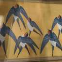 Vintage Japanese Bird Wall Art, Japan Swallow Wall Decor Painting Cottage Animal Poster Canvas Prints Picture for Bedroom Living Room Farmhouse 16x24 inch Wood Framed
