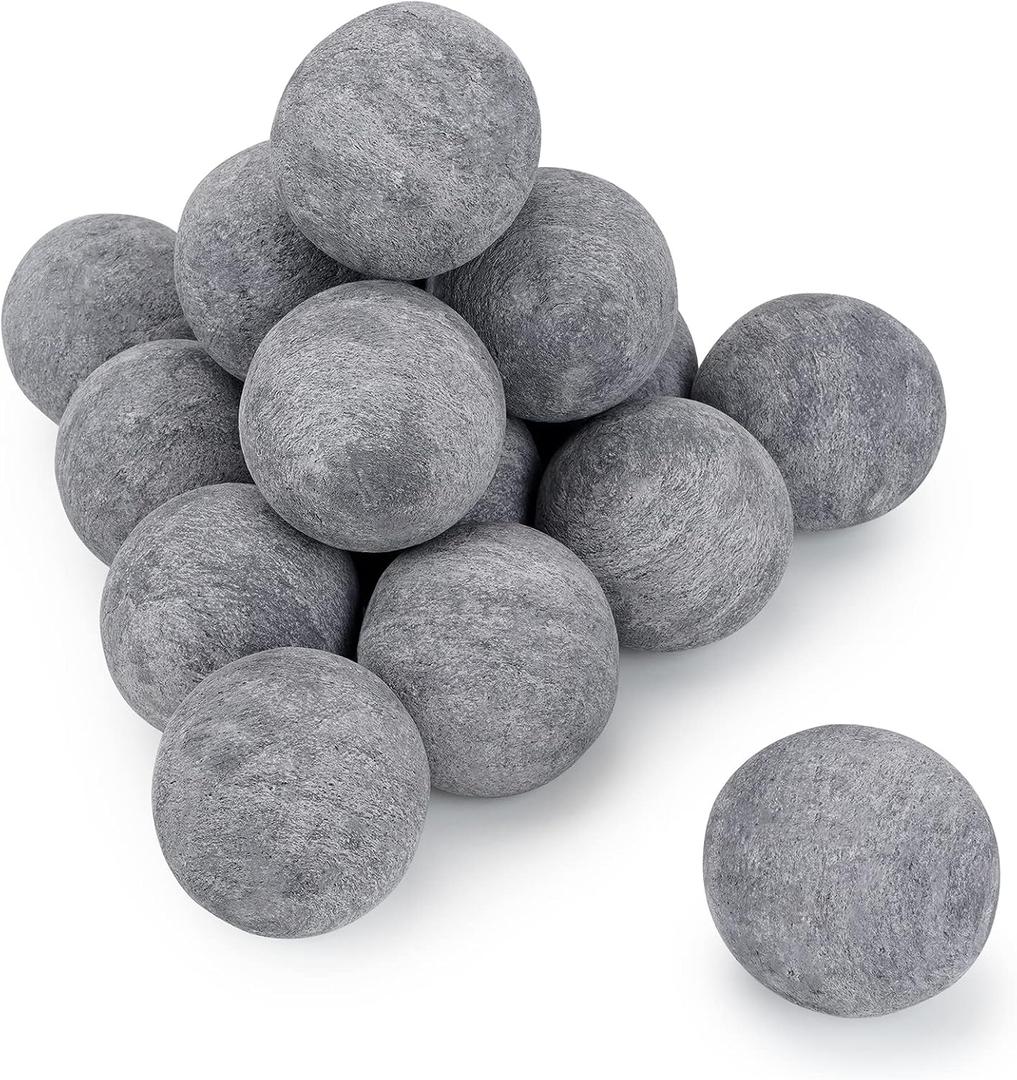 Stanbroil Ceramic Balls - 3 Round Fire Stones for Fire Pit Fire Bowl and Fireplace - Set of 15, Gray