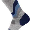 GRIP6 Crew Socks - Merino Wool Socks Made in the USA, Lightweight Wool Hiking Socks, Crew Socks for Men and Women (Large, Overland Blue W (1-pack))