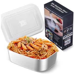 Buddew 1.5L 304 Stainless Steel Inner Container Electric Lunch Box, Removable Replacement Tray with Sealed Silicone Cover, Easy to Clean, Eco Friendly and Dishwasher Safe