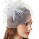 BABEYOND Women's Fascinator Hat Kentucky Hat Feather Derby Fascinator Tea Party Hat for Wedding Party White