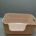 Low Entry Litter Box for Kittens & Senior Cat, High Sided Kitty Litter Boxes with Handle, Anti-Splash Plastic Large Litter Tray Pan for Big Cats, Easy to Clean, 19.6"L*13.7"W*8.6"H (Apricot)