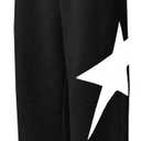 SHENHE Boy's Baggy Sweatpants Wide Leg Star Graphic Drawstring Athletic Workout Pants Trousers (Black)
