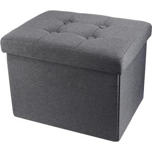 ALASDO Storage Ottoman Footrest Stool Small Ottoman with Storage Foldable Ottomans Foot Rest Footstool Bench for Living Room 17x13x13inches Grey