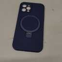 Compatible with iPhone 12 Pro Case Stand, Full Camera Protection Slim Liquid Silicone Phone Cases Fit for iPhone 12 Pro Compatible with MagSafe Magnetic Ring Kickstand Case 6.1", Dark Blue