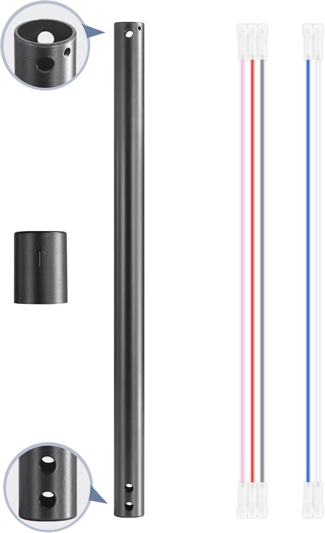 ZMISHIBO 36 Inch Ceiling Fan Downrod with Coupler, 1" Diameter and 36" Height Ceiling Fan Extension Rod with Wires, Downrods Extension for Most of Ceiling Fans, Black, Not Threaded