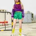 BOOPH Girls Metallic Shorts Sparkle Dance Outfits Shiny Hot Pants Athletic Shorts for Girls Green 8-9 Years (Green)