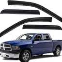 WV94109 Outside-Mount Car Window Visors Rain Guards, Dark Smoke, 4-Pieces Set, Fits 2009-2018 Dodge Ram 1500 Crew Cab, 2010-2024 Ram 2500/3500 Crew Cab & Mega Cab, 2019-2024 Ram 1500 Classic Crew Cab