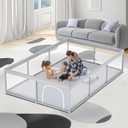 Fshibila 74"50" Large Baby Playpen, Baby Play Pen for Babies and Toddlers, Baby Play Yard for Indoor & Outdoor, Sturdy Safety Playard with Soft Breathable Mesh, Anti-Fall, Grey