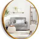 NeuType Round Mirror 24inch Circle Mirror Metal Framed Wall Mirror Large Vanity Hanging Decorative Mirrors for Wall Bathroom Bedroom Living Room (Gold, 24" x 24")
