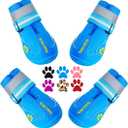 QUMY Dog Shoes for Large Dogs, Medium Dog Boots & Paw Protectors for Winter Snowy Day, Summer Hot Pavement, Water-Resistant in Rainy Weather, Outdoor Walking, Indoor Hardfloors Skid-Resistant Sole Size 1: 1.8''x2.3''(W*L) (Pack of 4)