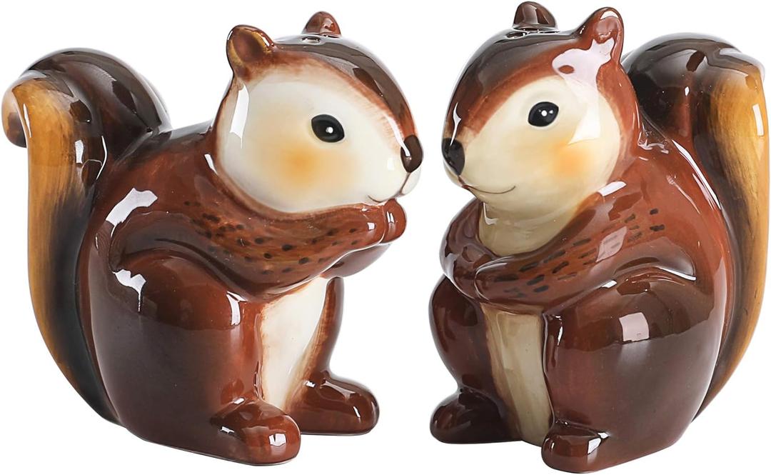 Bico Squirrel Salt & Pepper Shaker Set, Handpainted, Dishwasher Safe
