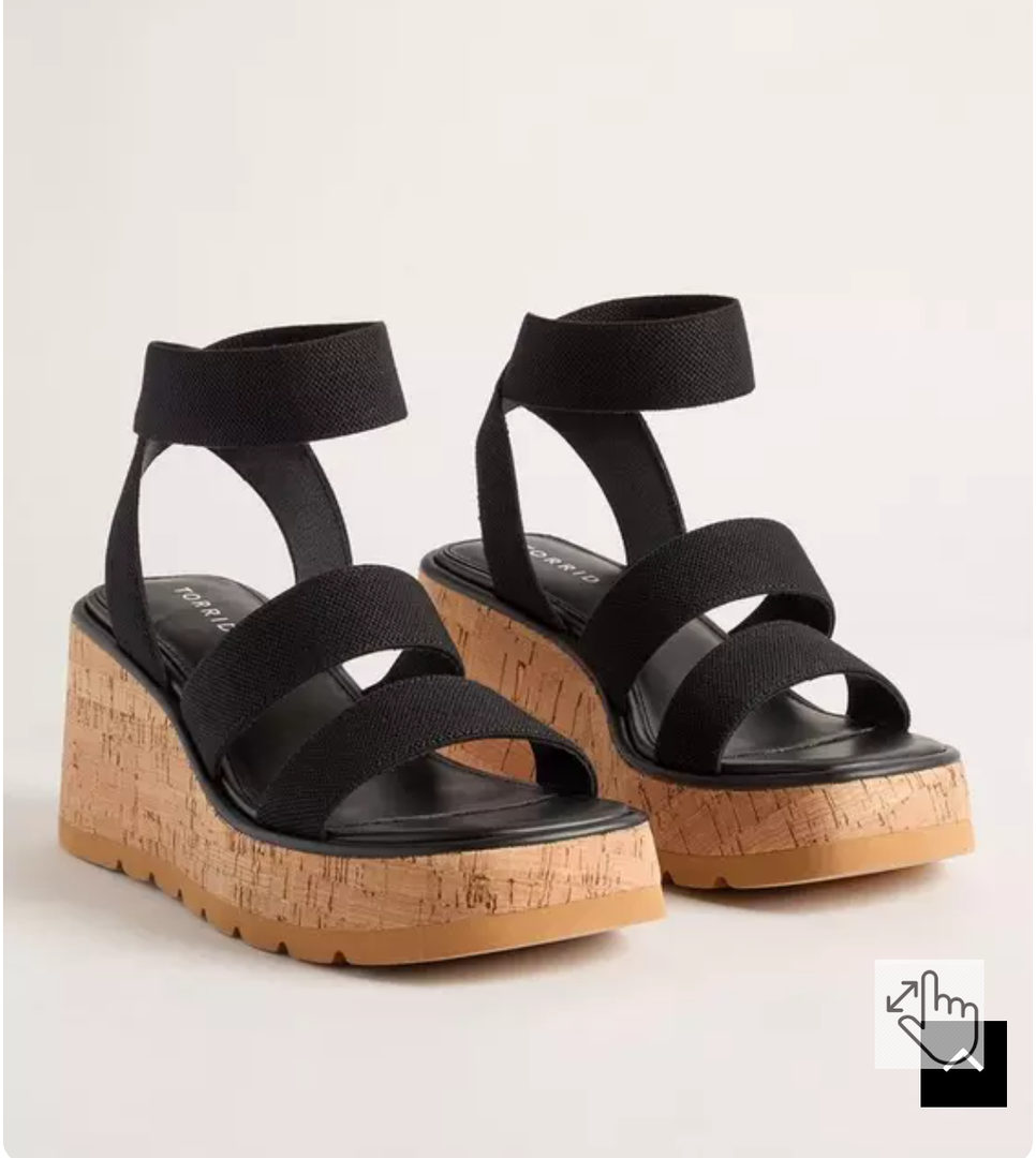SM New York Triple Band Stretch Wedge (WW), Black,size 9