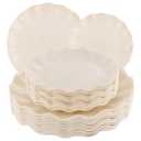 LIYH 24 Pcs Plastic Plates Reusable,Unbreakable Dinner Plates, Scalloped Plastic Plates, Dishwasher Safe,Ivory Plate Sets Perfect for Parties, Birthday, Picnics, BPA Free (12 Guests)