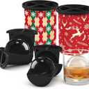 Christmas Clear Ice Cube Maker, 2.5" Stainless Steel Crystal Clear Ice Ball Maker, Ice Molds for Whiskey/Old Fashioned Cocktail/Bourbon, Whiskey Bourbon Gifts for Men, Dad, Husband (Bundle B(2 Pack)