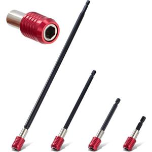 Magnetic Drill Bit Extension Set 4 Pcs (2/4/6/12), 1/4 Hex CR-V Steel Quick Release Bit Holder for Impact Driver, Screwdriver Bit Nut Drill Socket
