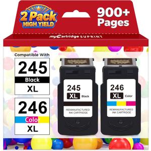 myCartridge SUPRINT 245XL Ink Cartridge Replacement for Canon 245XL 246XL Combo Pack PG-245XL CL-246XL Compatible for Canon ink 245 and 246 for Pixma MG2522 TS3122 TS3322 MX490 TR4520 Printer (2 Pack)