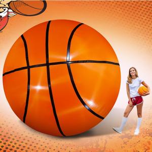 7ft Inflatable Basketball Giant Basketball Decorations Blow up Basketball Yard Decoration Basketball Theme Party Sports Party Favors with LED Light for Outdoor Activities Supplies