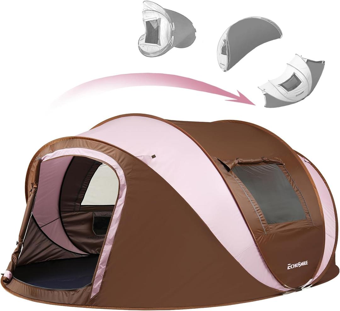 EchoSmile Pop Up Camping Tent, 2/4/6 Person Easy Setup Tent, Water Resistant Dome, Portable with Carry Bag