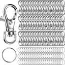 LEOBRO 160PCS Lobster Claw Clasps and Key Rings, Keychain Making Kit, 80PCS Keychain Clips and 80PCS Key Chain Rings, Key Chain Making Kit for Crafts, Keychains, Jewelry