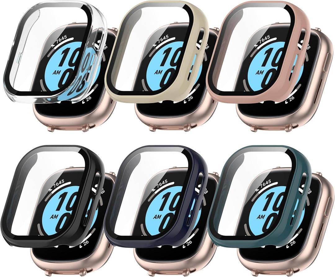 FitTurn Hard PC Case with Tempered Glass Screen Protector Compatible with Honor Watch 4 Watch(TMA-L19), Ultra-Thin Scratch Resistant Overall Protective Cover for Honor Watch 4 Smartwatch (6 Colors)