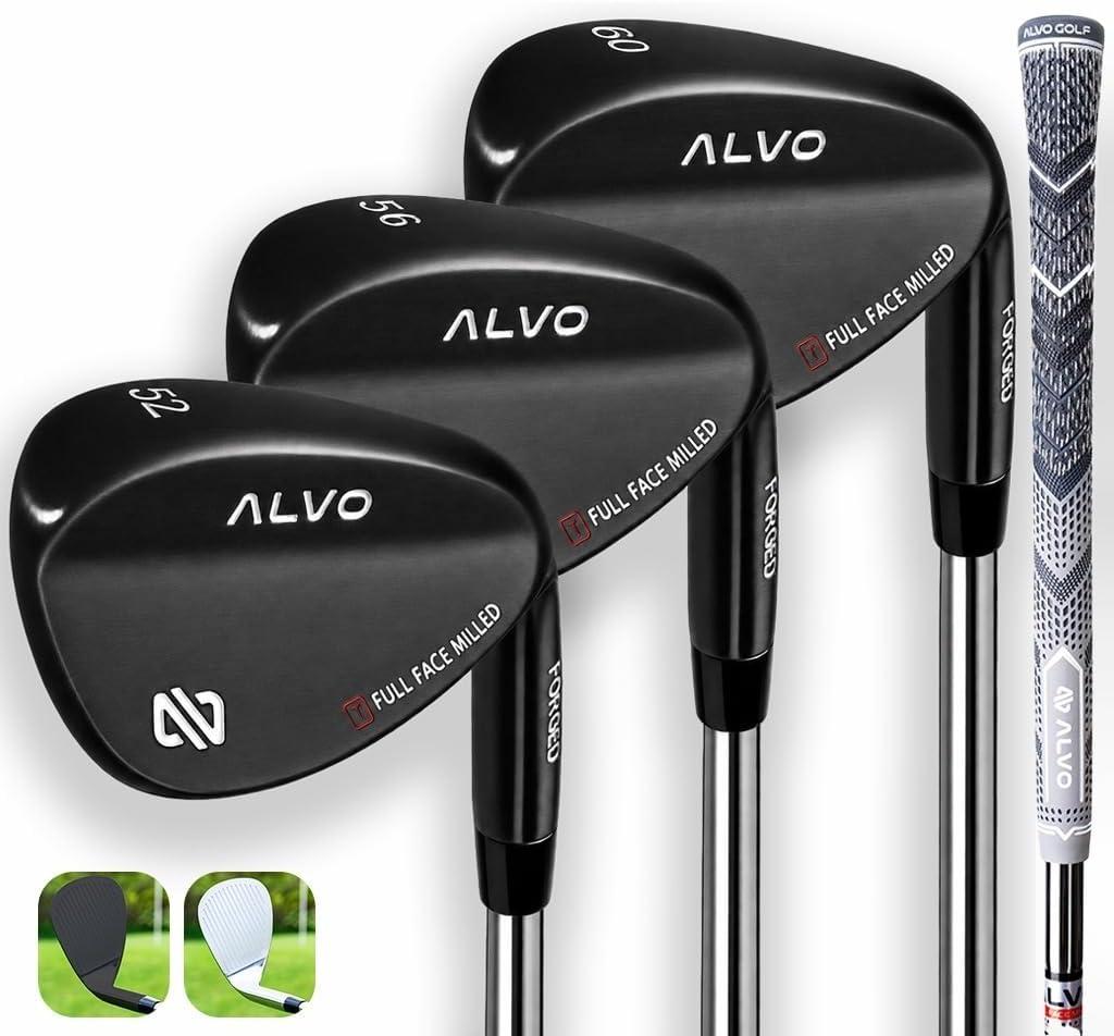 Premium Full Face Golf Wedges, Golf Wedge Set and Singles, 3 Wedges 52°, 56°, 60°,Lob,Gap,Sand Golf Club for Men, Premium Grip, Right Hand, max Spin, Set of 3 Wedges