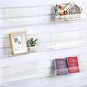 Briwooody 6 Pack Slatwall J Ledge Shelf, Clear Acrylic Slatwall Shelves with Lip Hanging Storage Accessories for Retail Display Boutiques Home Stores Boutiques (12 Inch Wide by 3 Inch Deep,Classic)