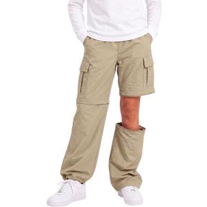 Kids Lightweight Convertible Zip-Off Cargo Pants for Girls and Boys Khaki 10Y