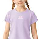 Stelle Girls Athletic Shirts Short Sleeve Quick Dry Sports Tees UPF 200, Crew Neck Active Tops for Kids  (X-Small, Lavender)
