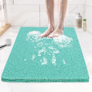 Joyhalo Shower Mats for Showers Anti Slip for Elderly, 24'' x 17'' Non Slip Bath Mat for Inside Shower, Bath Tub Mats for Bathroom Non Slip for Shower, PVC Loofah Bathroom Mats, Aqua Joyhalo Shower Mats for Showers Anti Slip for Elderly, 24'' x 17'' Non Slip Bath Mat for Inside Shower, Bath Tub Mats for Bathroom Non Slip for Shower, PVC Loofah Bathroom Mats, Aqua