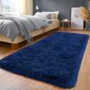 Shag Area Rugs for Living Room, Soft Fuzzy Plush Rugs, Upgrade Anti-Skid Modern Furry Rugs Fluffy Carpets for Kids Room Nursery Home Decor Dark Blue, 2x6Feet