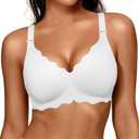 OEAK Women Jelly Bras No Underwire Scalloped Push Up Buttery Soft Tshirt Bra Seamless Full Coverage Convertible Everyday Bra, 2X