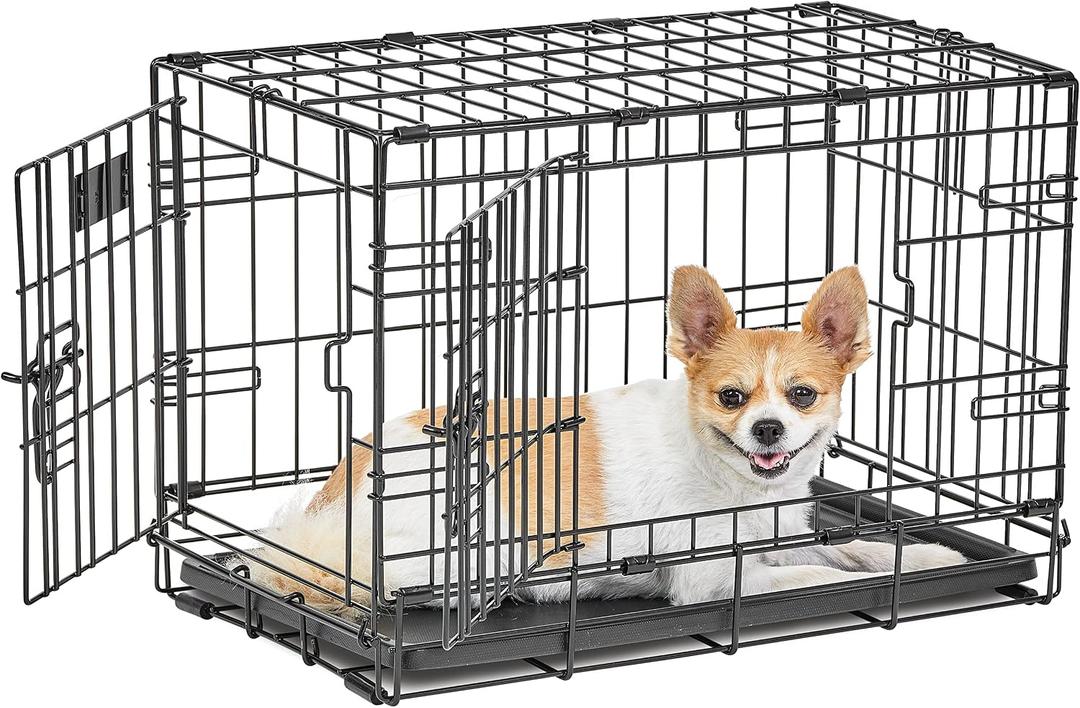 MidWest Homes for Pets 22-Inch LifeStages Crate for Extra-Small Breeds, Up to 15 lbs, Double Door Folding Dog Crate with Divider Panel, Leak-Proof Tray & Secure Latch, Heavy-Duty & Easy to Assemble